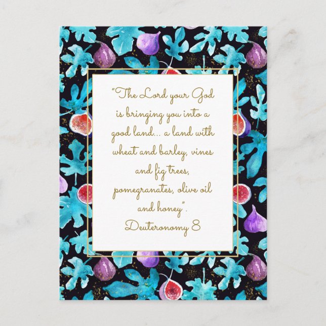 Carte Postale Figes Terre Promise Deutéronome 8 Bible Verse (Devant)