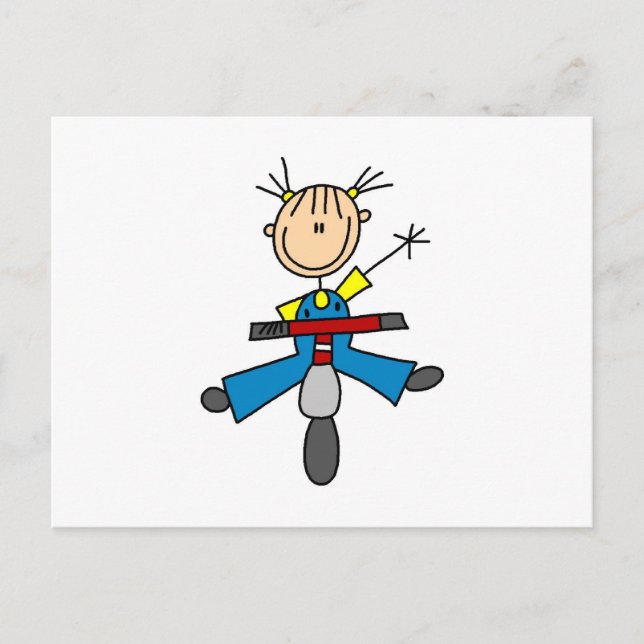 Carte Postale Figure de bâton fille conduisant un scooter (Devant)