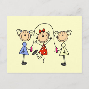 Carte Postale Figure de l'étiquette GIrls Corde de saut