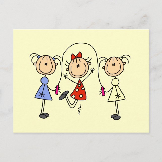 Carte Postale Figure de l'étiquette GIrls Corde de saut (Devant)