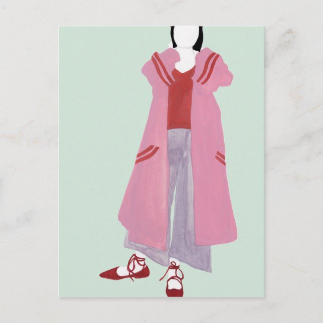 Carte Postale Figure de mode debout - Veste surdimensionnée (Devant)