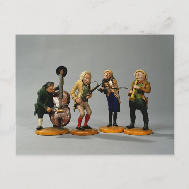 Carte Postale figurines caricaturales de musiciens (Devant)