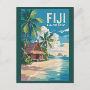 Carte Postale Fiji Beach Hut Travel Art Vintage