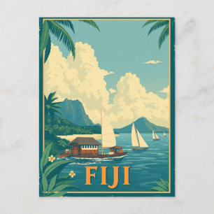 Carte Postale Fiji Tropical Island Beach Retro