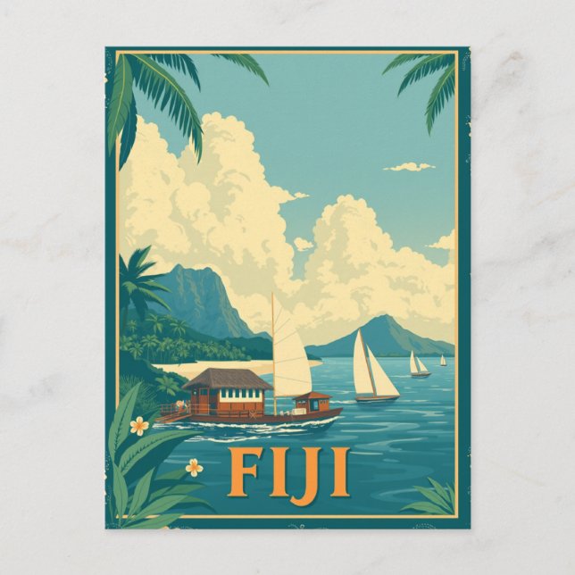 Carte Postale Fiji Tropical Island Beach Retro (Devant)