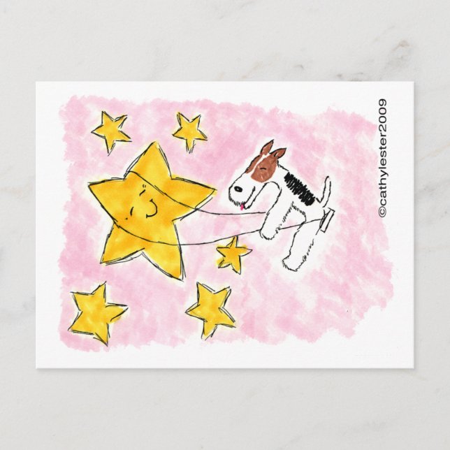 Carte Postale Fil renard terrier balancer' sur une étoile (Devant)