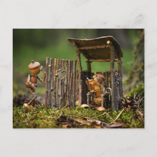 Carte Postale File d'attente pour les toilettes du camping