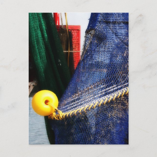 Carte Postale Filets de pêche et flotteurs colorés au crabe, flo (Devant)