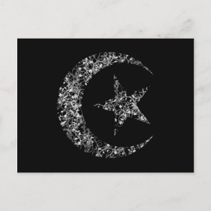 Carte Postale Filigree Crescent Moon et Star sur Black