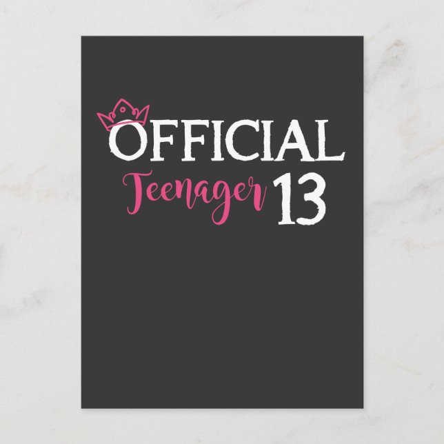 Carte Postale Fille adolescente officielle Princesse 13e anniver (Devant)