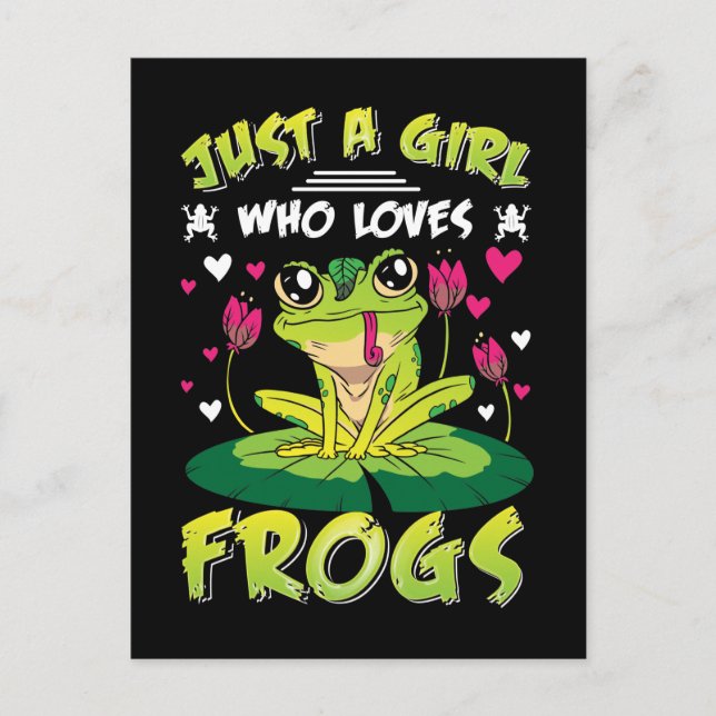 Carte Postale Fille aime la fille de grenouilles Kawaii amoureux (Devant)