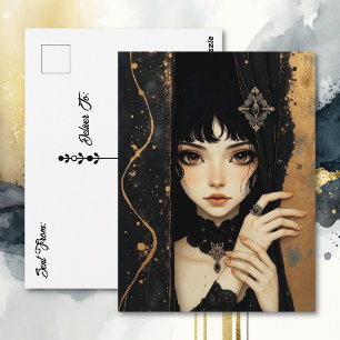 Carte Postale Fille Anime Gothique Garder le Contact