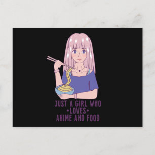 Carte Postale Fille Anime pour Anime & Food Lover