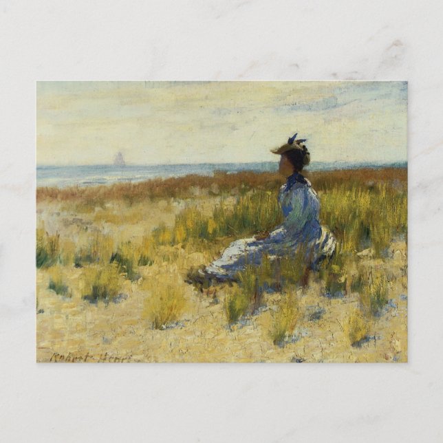 Carte Postale Fille assise au bord de la mer (Devant)