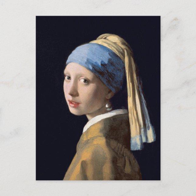 Carte Postale Fille au collier de perles par Johannes Vermeer Po (Devant)