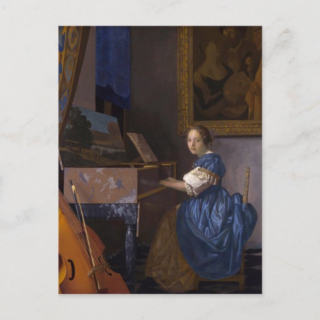 Carte Postale Fille au piano (Devant)