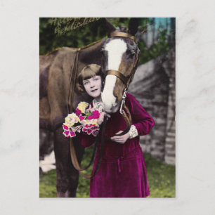 Carte Postale Fille aux fleurs