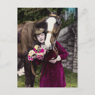 Carte Postale Fille aux fleurs