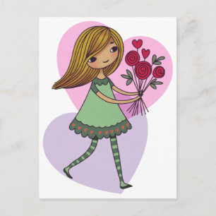 Carte Postale Fille aux fleurs