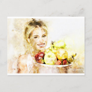 Carte Postale Fille aux fruits