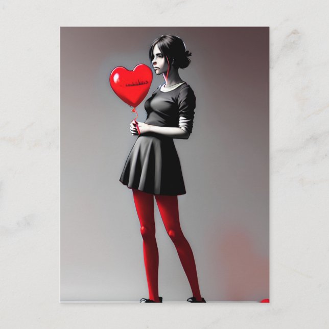 Carte Postale Fille avec ballon rouge (Devant)