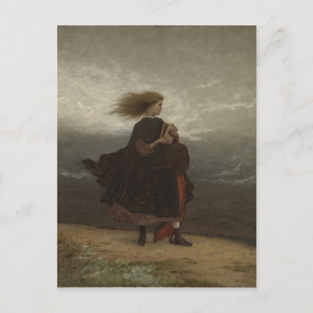 Carte Postale Fille avec livre Johnson peinture (Devant)