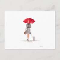 Fille avec parapluie rouge