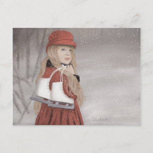 Carte Postale Fille avec patins à glace