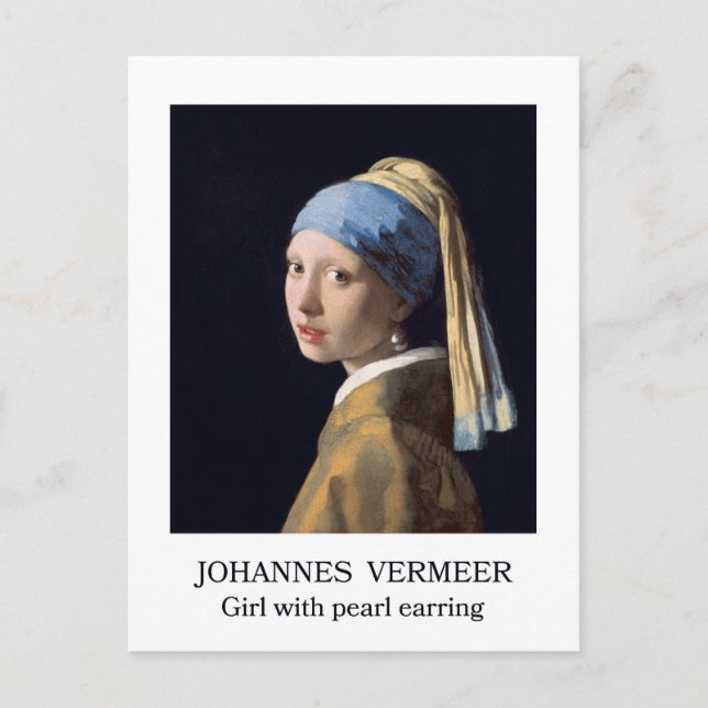 Carte Postale Fille avec perle à oreille 1665 Johannes Vermeer (Devant)