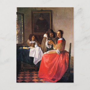 Carte Postale Fille avec un verre de vin de Johannes Vermeer
