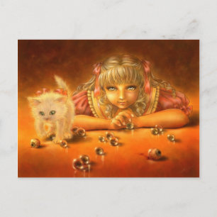 Carte Postale Fille avec yeux Déplaisants Macabre Imaginaire car