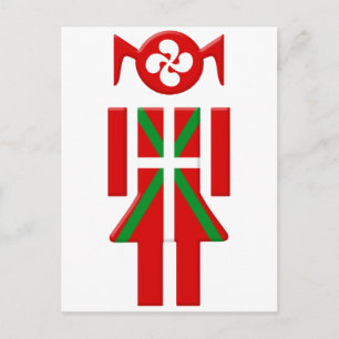 Carte Postale Fille Basque drapeau Euskadi Bayonne