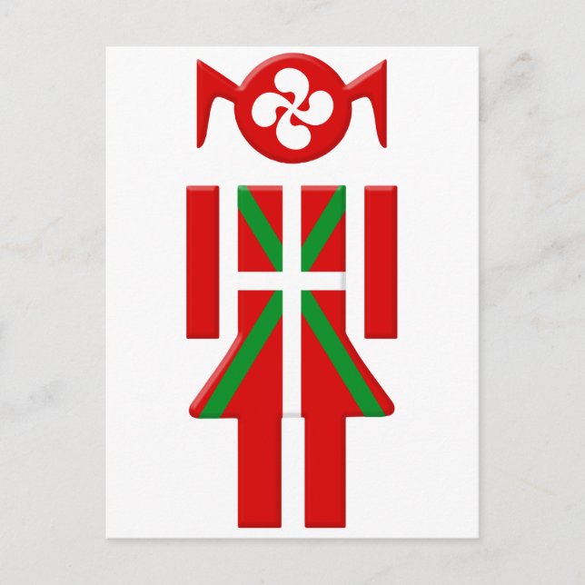 Carte Postale Fille Basque drapeau Euskadi Bayonne (Devant)