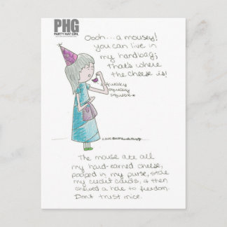 Carte Postale Fille Casquette de fête—Mousey