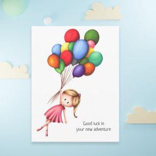 Carte Postale Fille d'adieu avec ballons colorés Personnalisé