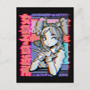 Carte Postale Fille d'anime rétro japonaise esthétique Vaporwave