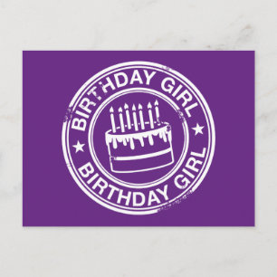 Carte Postale Fille d'anniversaire -effet tampon en caoutchouc b