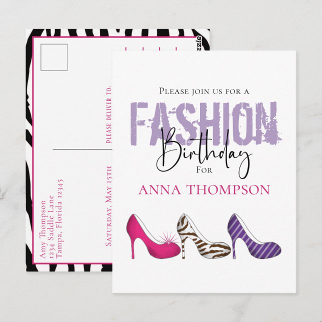 Carte Postale Fille d'anniversaire Moderne Chaussures de mode In (Devant / Derrière)
