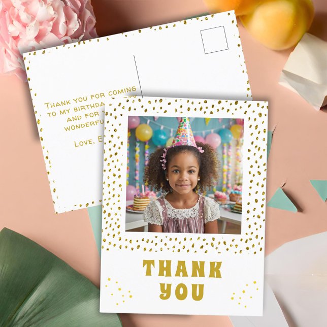 Carte Postale Fille d'anniversaire paillettes fausses dorées Pho (Créateur téléchargé)