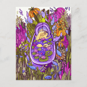 Carte Postale Fille dans la piscine du jardin