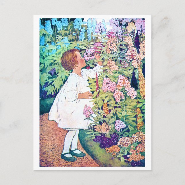 Carte Postale Fille dans le jardin des fleurs, Jessie Willcox Sm (Devant)