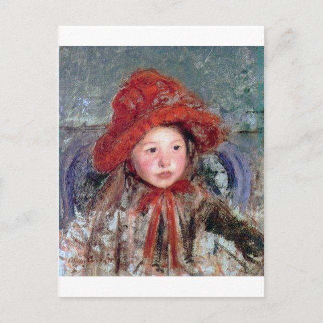 Carte Postale Fille dans un grand Casquette rouge, Mary Cassatt (Devant)