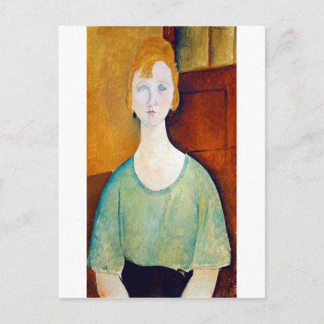 Carte Postale Fille dans une blouse verte, Modigliani (Devant)