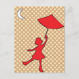 Carte Postale Fille dansant avec son parapluie
