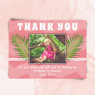 Carte Postale Fille d'aquarelle de feuille tropicale rose Photo 