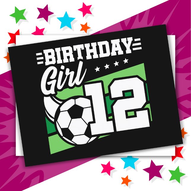 Carte Postale Fille de 12 ans foot football 12e anniversaire (Créateur téléchargé)