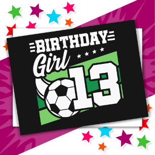 Carte Postale Fille de 13 ans foot football 13e anniversaire