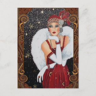 Carte Postale Fille de Charleston de Noël Ciel nocturne étoilé 