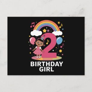 Carte Postale Fille de deux ans anniversaire Mignonne 2ème anniv