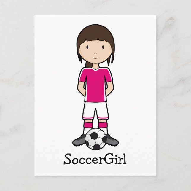 Carte Postale Fille de football (Devant)